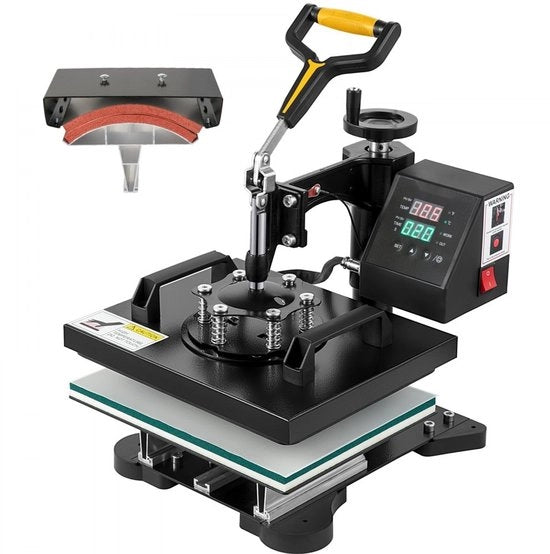 Pannelli termici 2 in 1 per T-shirt e petti - 25,4 x 30,5 cm - 650 W - 0-250 °C - Base rotativa 360° - Smaltitura Teflon - Regolatore di temperatura LED digitale