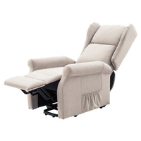 Poltrona Alzapersona Elettrica Motorizzata Reclinabile Tessuto Beige Anziani