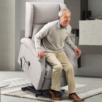 Poltrona Alzapersona Elettrica Motorizzata Reclinabile Tessuto Beige Anziani