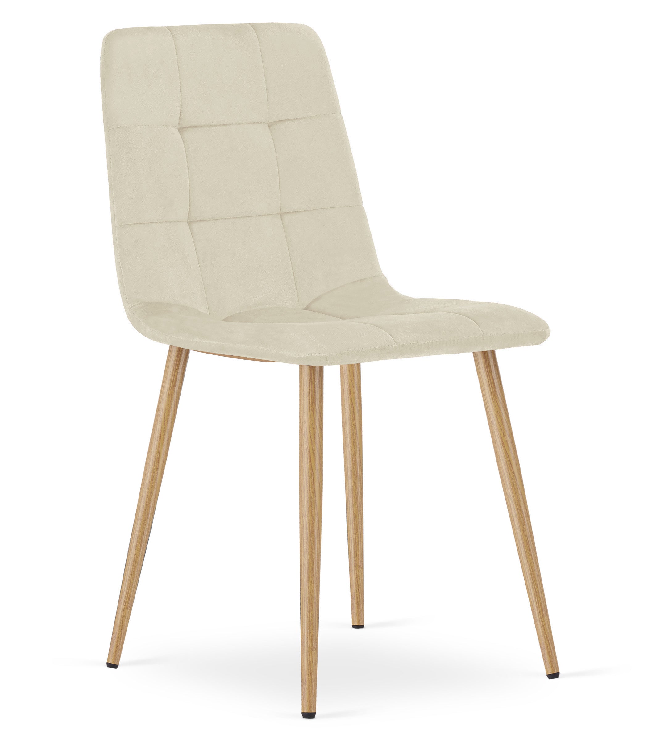 Sedia VALORA PYRA - Moderna in velluto beige chiaro con gambe color legno x 4