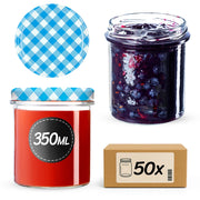 Barattoli di vetro KADAX Avila 350ml 50pz 82mm + coperchio "Blue Lattice"