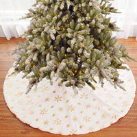 Tappeto Gonna Copertura Base Albero di Natale 80cm Peluche Fiocchi di Neve Gold