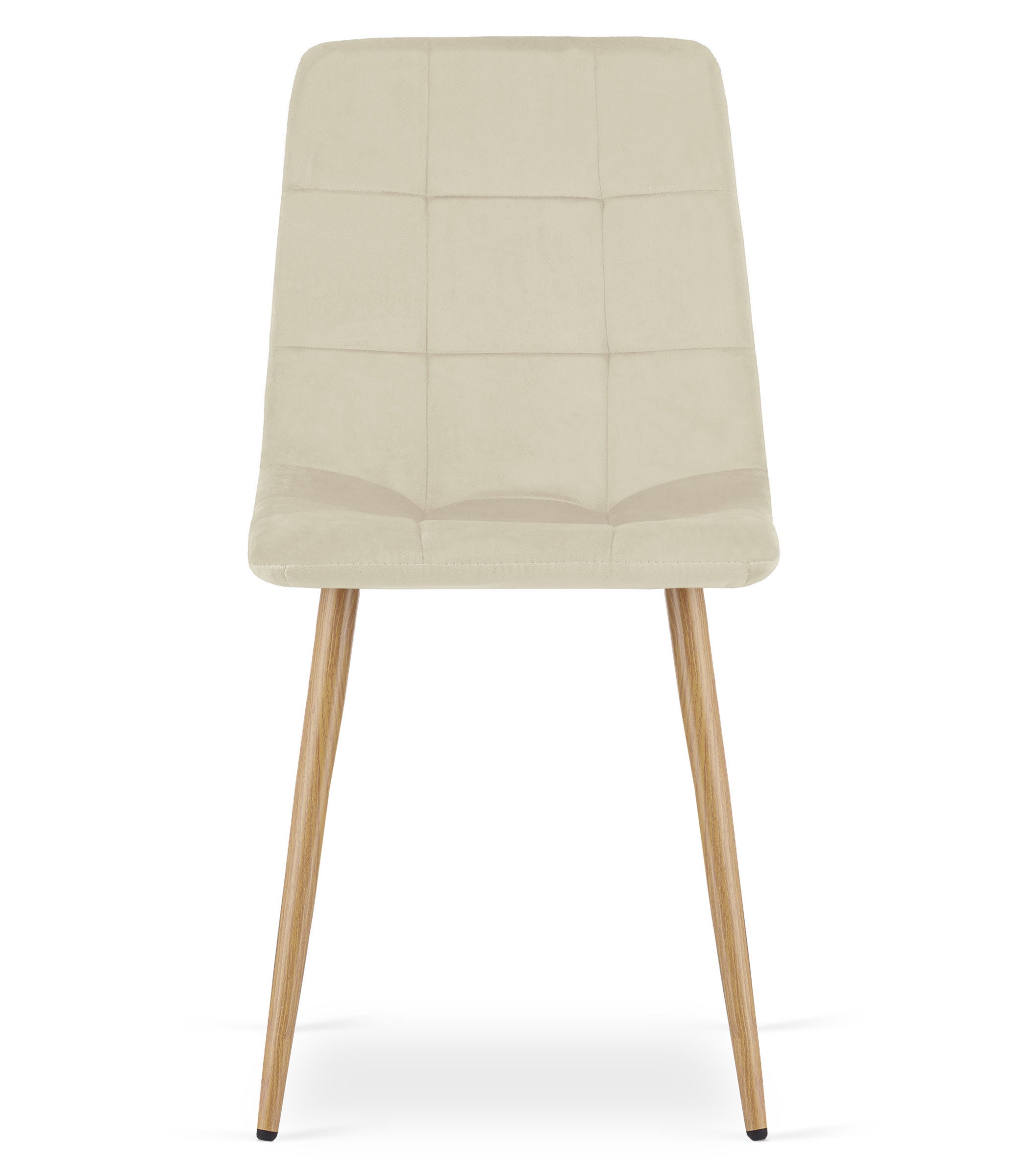 Sedia VALORA PYRA - Moderna in velluto beige chiaro con gambe color legno x 4