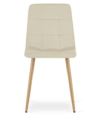 Sedia VALORA PYRA - Moderna in velluto beige chiaro con gambe color legno x 4