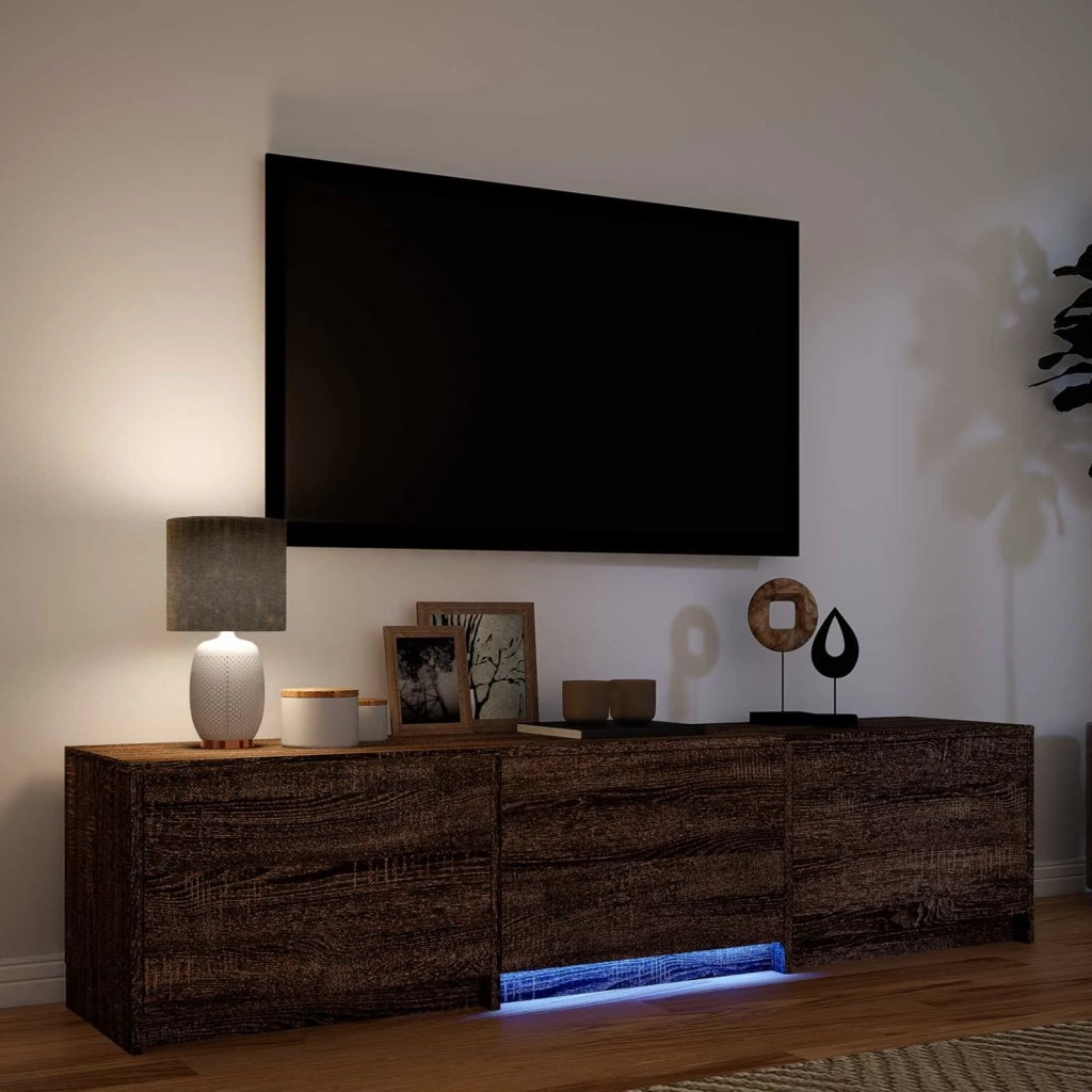 Mobile TV con LED con LED Quercia marrone 165 x 34 x 40 cm