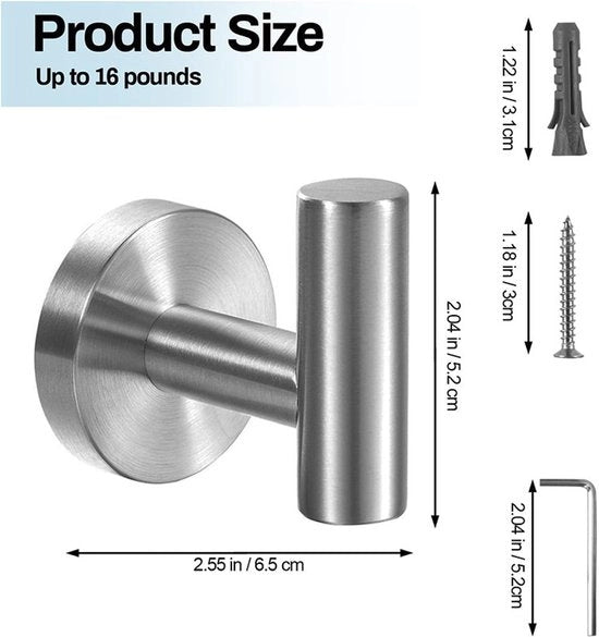 Asciugamani per bagno, 6 pezzi di asciugamani per bagno fissi al muro, asciugamani per bagno in alluminio, maniglia per asciugamani per bagno in alluminio, adatta per cucina, camera da letto, hotel, piscina, vestiario, argento