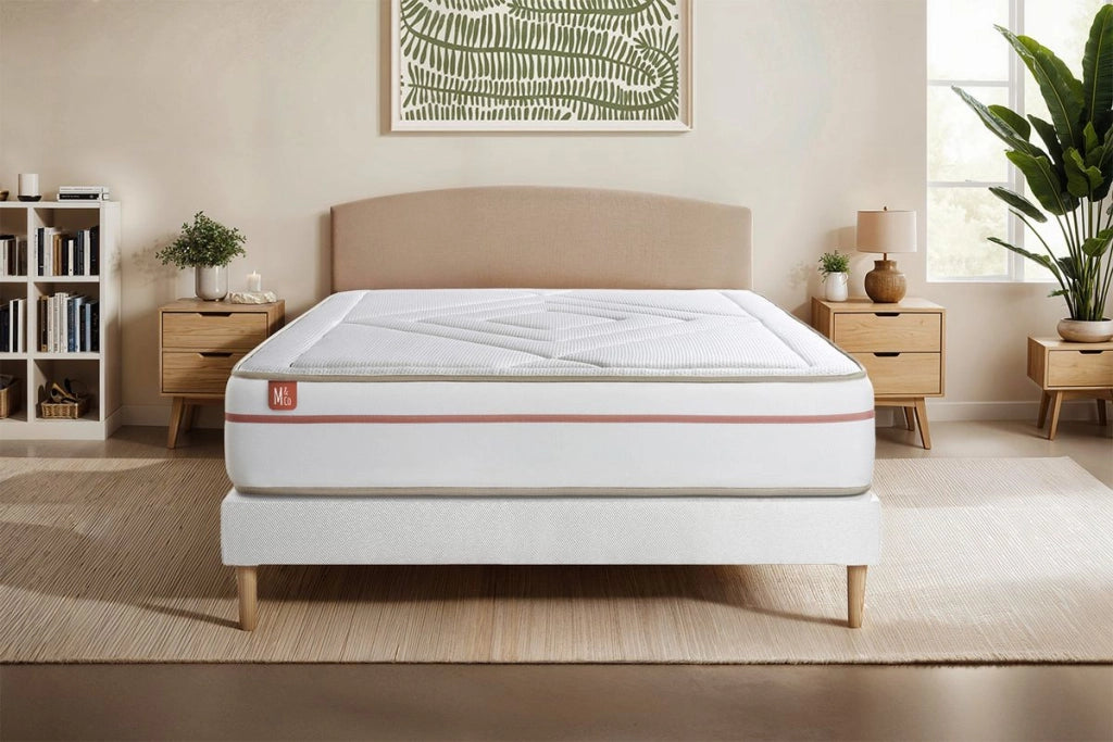 Pacchetto letto completo - Materasso 140x200cm + Box spring con doghe (kit) + 2 cuscini + Piumino - Le Paisible
