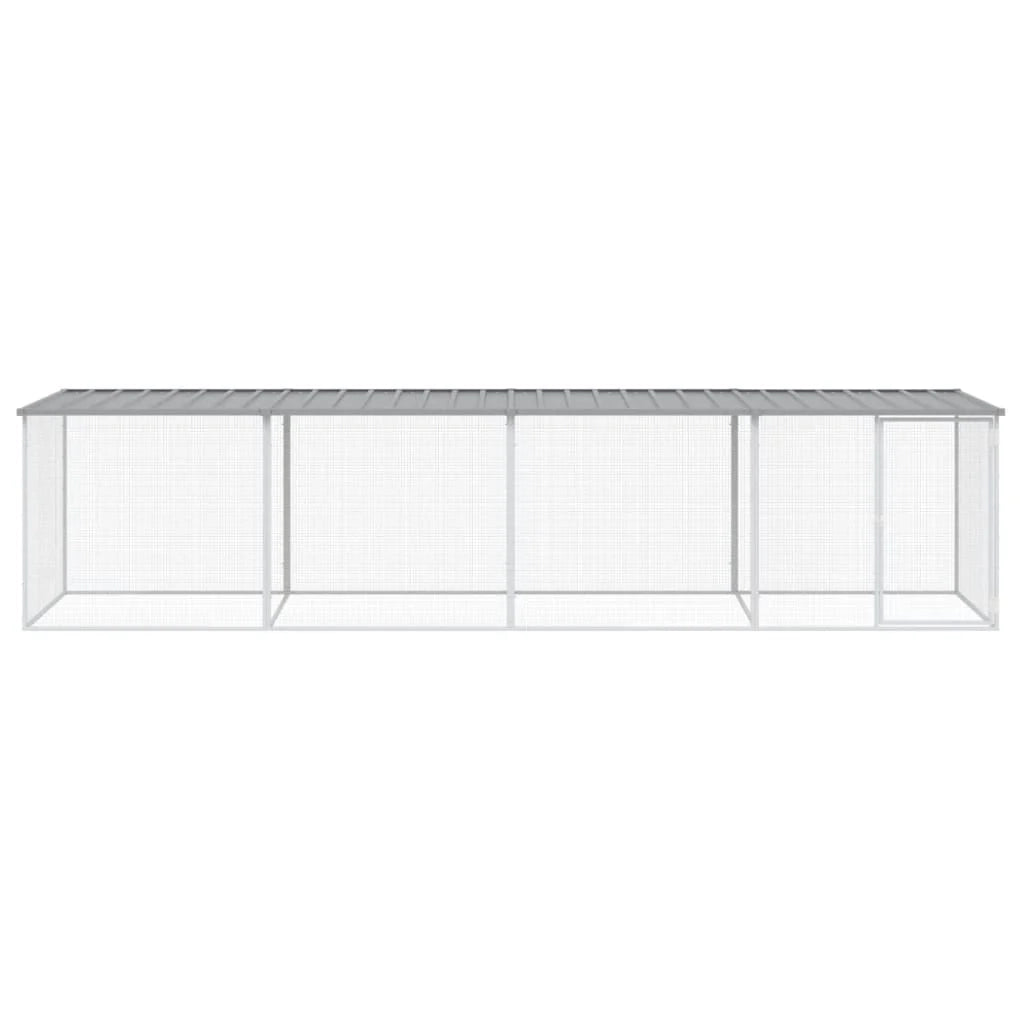Pollaio/recinto/gabbia per polli con tetto trasparente 403 x 98 x 90 cm acciaio zincato grigio 02_0043985