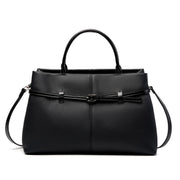 Borsa a mano grande da donna in vera pelle, colore nero, ideale per il tempo libero.