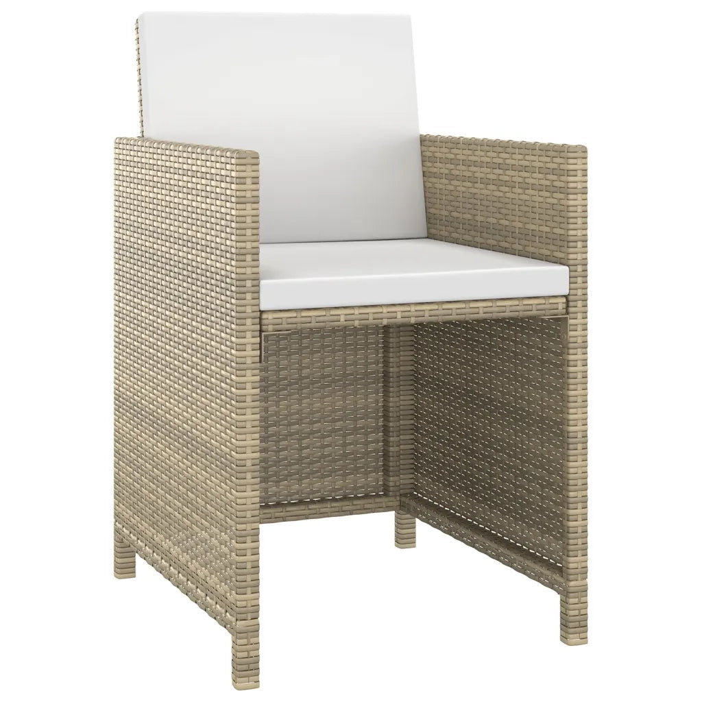 Set da Pranzo da Giardino 5 pz | Set Salotto da Giardino con Cuscini Beige in Polyrattan