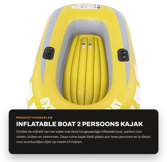 Imbarcazione Inflatabile Premium Qualità - Capacità 2 Persone - Barche Inflabili - Adatta per la Pesca - Capacità di Carico fino a 90 kg - Visibilità Migliorata - Gomma Barche