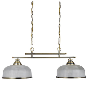 Lampadario Rustico-Country Bistrot Ii Acciaio Ottone Vetro 2 Luci E27