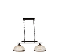 Lampadario Rustico-Country Highworth Acciaio Nero Vetro Trasparente 2 Luci E27