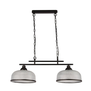 Lampadario Rustico-Country Highworth Acciaio Nero Vetro Trasparente 2 Luci E27
