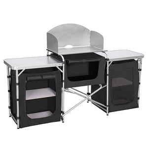 Cucina Da Campeggio Pieghevole In Alluminio Con Cucinotto Con Paravento Nero