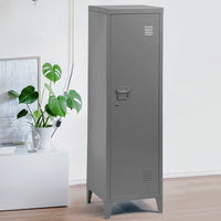 Armadietto Armadio Spogliatoio in Metallo un Anta con Chiave 3 Scomparti Grigio