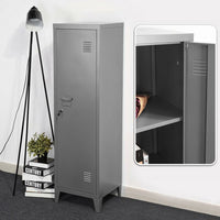 Armadietto Armadio Spogliatoio in Metallo un Anta con Chiave 3 Scomparti Grigio