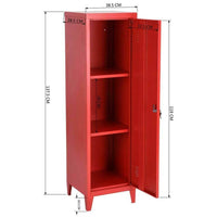 Armadietto Armadio Spogliatoio in Metallo un Anta con Chiave 3 Scomparti Rosso