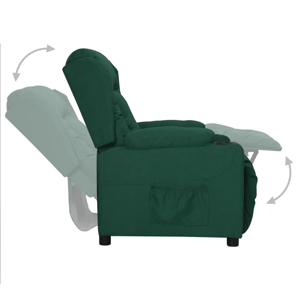 Poltrona Reclinabile in Tessuto Verde Scuro