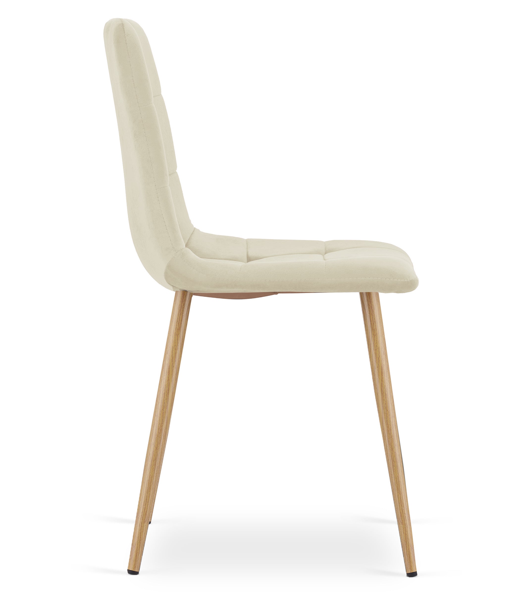 Sedia VALORA PYRA - Moderna in velluto beige chiaro con gambe color legno x 4