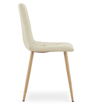 Sedia VALORA PYRA - Moderna in velluto beige chiaro con gambe color legno x 4