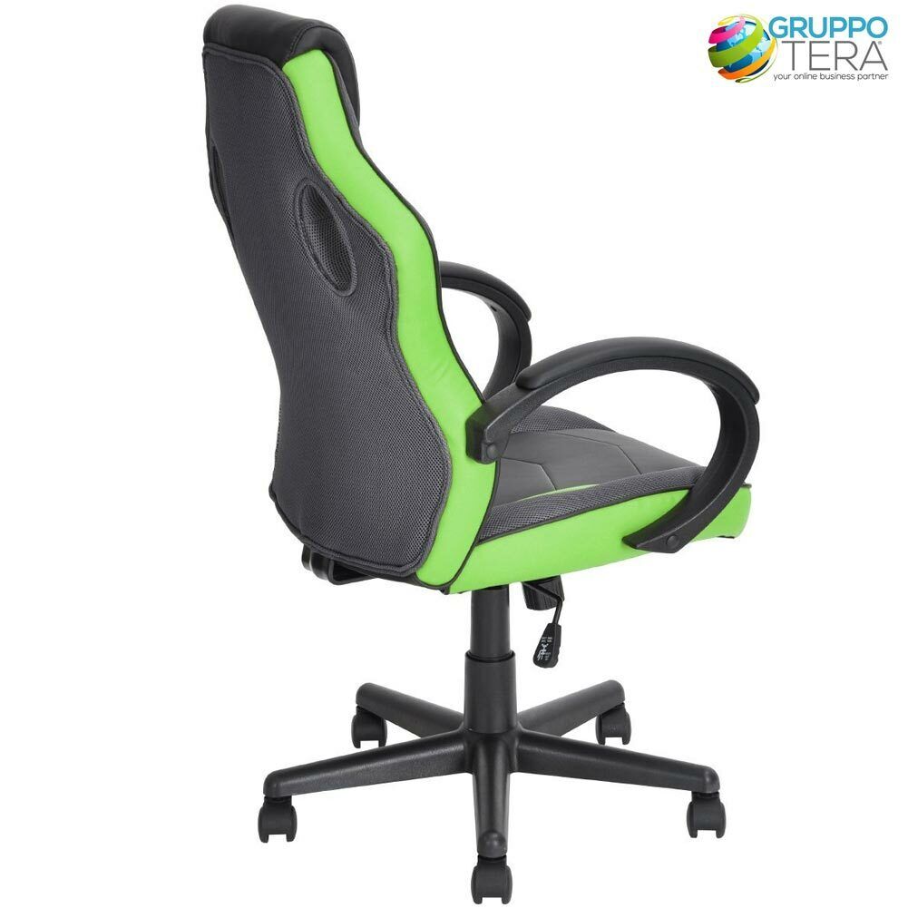 Sedia Gaming Poltrona da Ufficio Direzionale Ruote Girevoli Sportiva Racer Verde