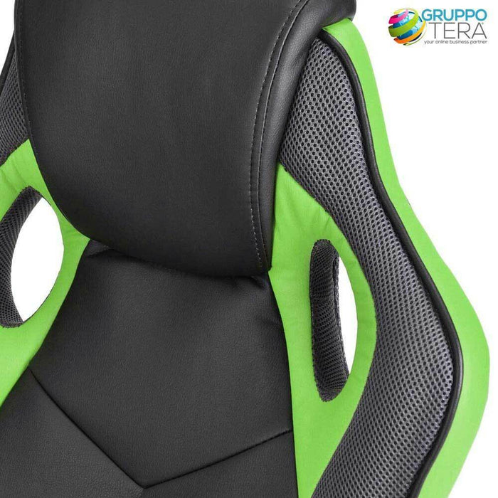 Sedia Gaming Poltrona da Ufficio Direzionale Ruote Girevoli Sportiva Racer Verde
