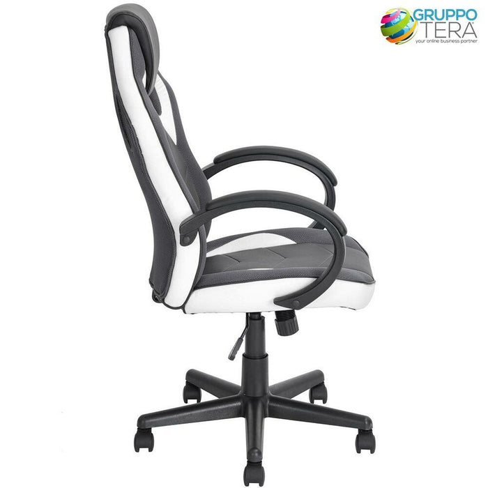 Sedia Gaming Poltrona da Ufficio Direzionale Ruote Girevoli Sportiva Racer Bianc