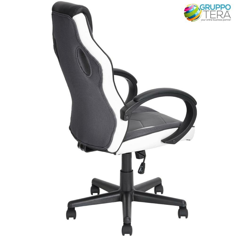 Sedia Gaming Poltrona da Ufficio Direzionale Ruote Girevoli Sportiva Racer Bianc