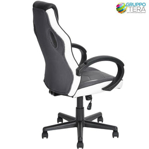 Sedia Gaming Poltrona da Ufficio Direzionale Ruote Girevoli Sportiva Racer Bianc