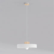 Lampada a sospensione KIVI in acciaio bianco e legno naturale