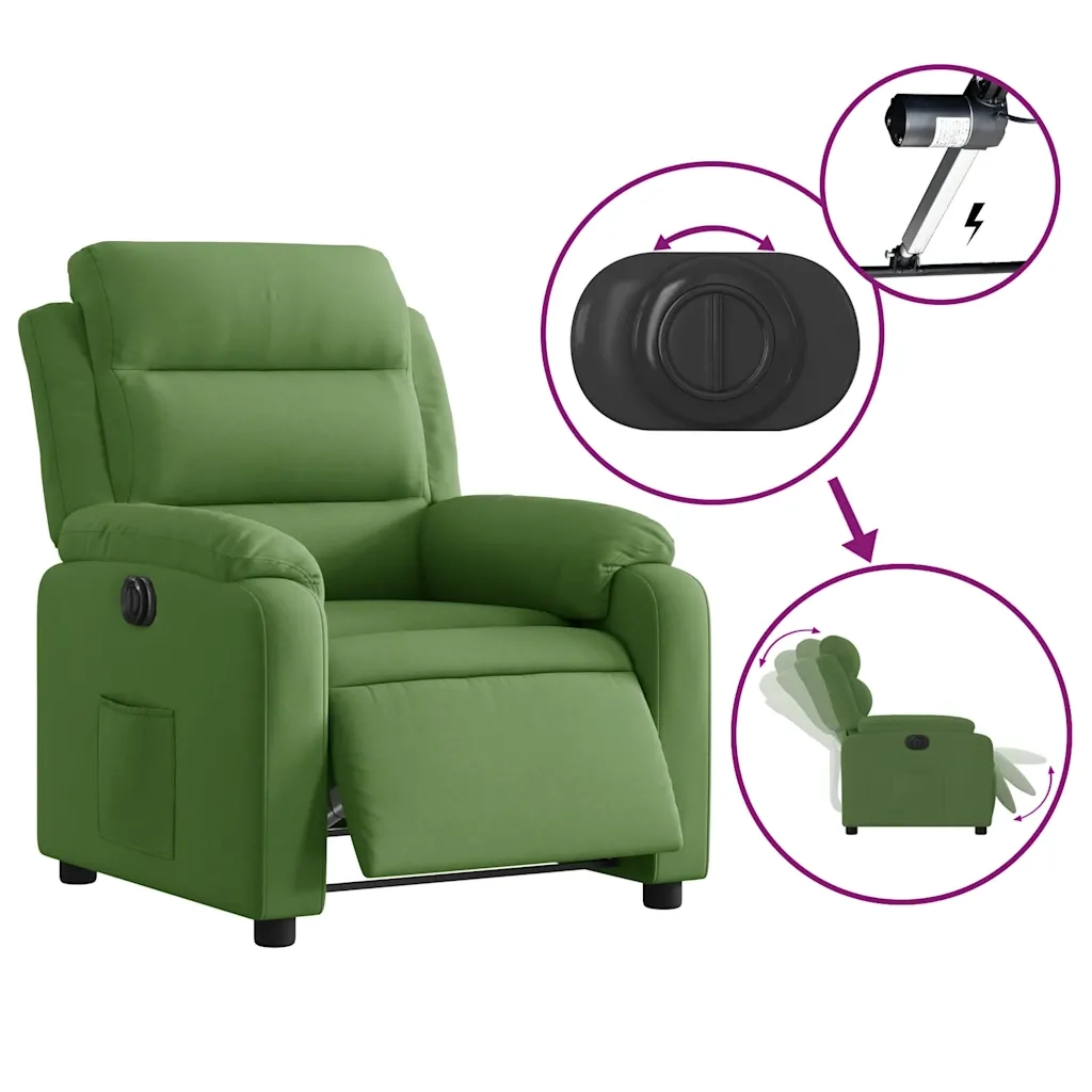 Poltrona Reclinabile Elettrica Verde Chiaro in Velluto 3205073