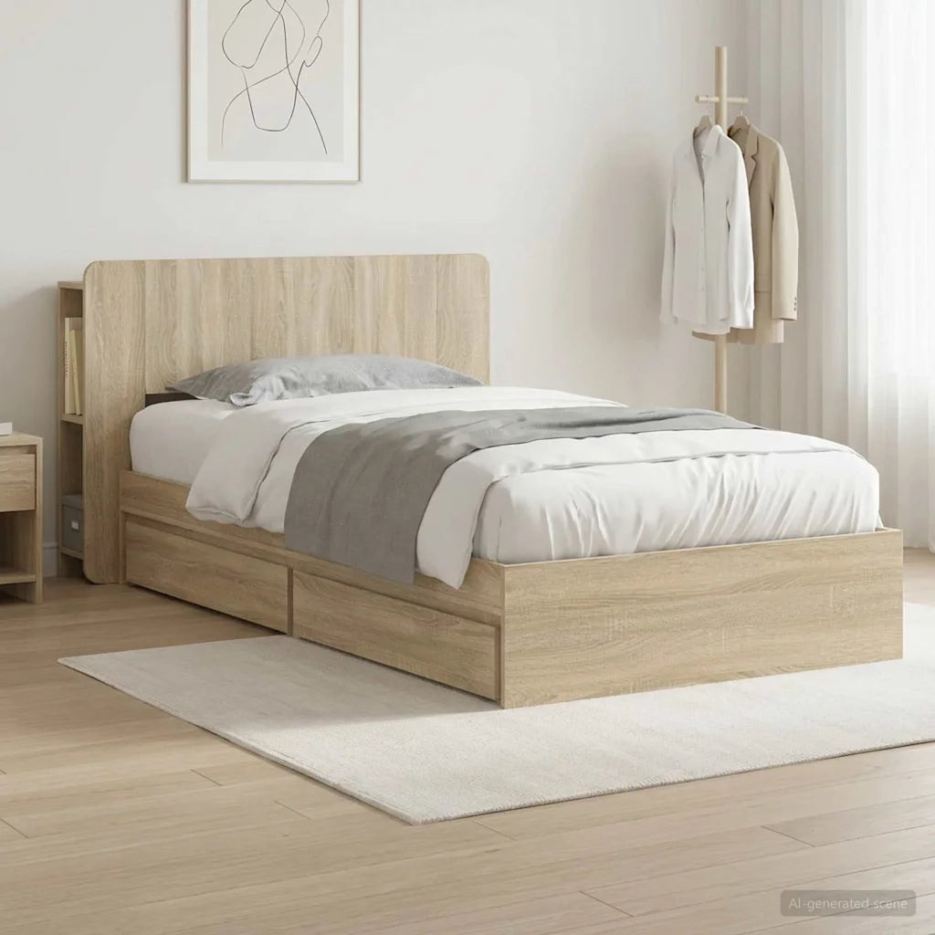 Telaio del letto con storage Rovere Sonoma 100 x 200 cm