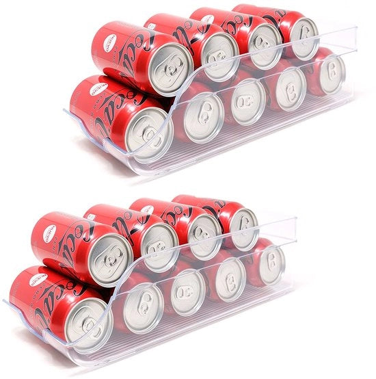 Set di conservazione da 2 pezzi - Organizzatore per frigorifero - Materiale trasparente in plastica - BPA libero - 35x13x10cm - Ideale per bottiglie - Organizzatore per frigorifero