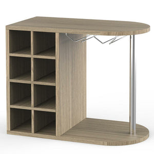 Scaffale Bar Cantinetta Vino Parete Legno Cantina 8 Posti + Porta Calici Querci