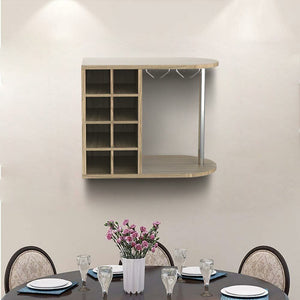 Scaffale Bar Cantinetta Vino Parete Legno Cantina 8 Posti + Porta Calici Querci