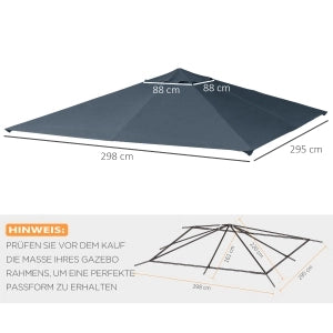 COPERTURA GAZEBO 298x295 cm Poliestere Grigio Scuro