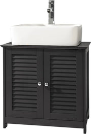 Mobile Bagno Sottolavabo - Mobiletto Bagno Salvaspazio con Mensole Regolabili, Mobile Lavabo in MDF, Antimuffa con Porta a Lamelle, per lavabo a muro, Grigio Scuro, 60x58x35cm, FRG237-DG
