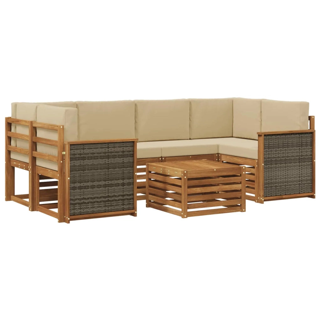 Set di divani da esterno 7 pz Naturale e Beige 3384079
