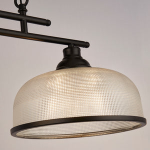 Lampadario Rustico-Country Highworth Acciaio Bianco Vetro Nero 3 Luci E27