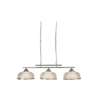 Lampadario Rustico Bistrot Ii Acciaio Argento Vetro Trasparente 3 Luci E27