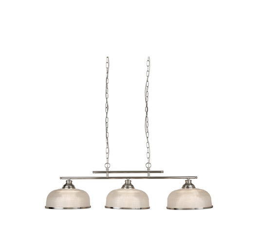 Lampadario Rustico Bistrot Ii Acciaio Argento Vetro Trasparente 3 Luci E27