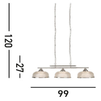 Lampadario Rustico Bistrot Ii Acciaio Argento Vetro Trasparente 3 Luci E27