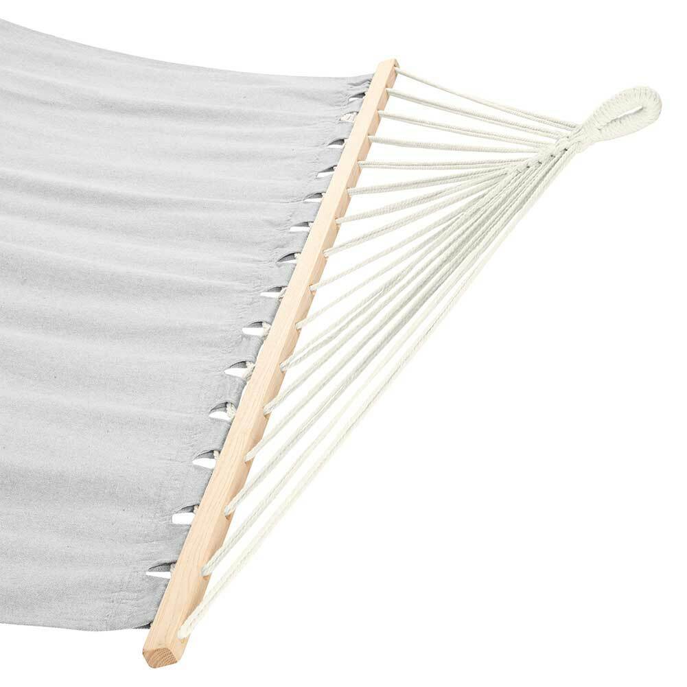 Amaca Giardino 2 Posti Legno Cotone Relax Esterno Campeggio 345x150cm Grigio