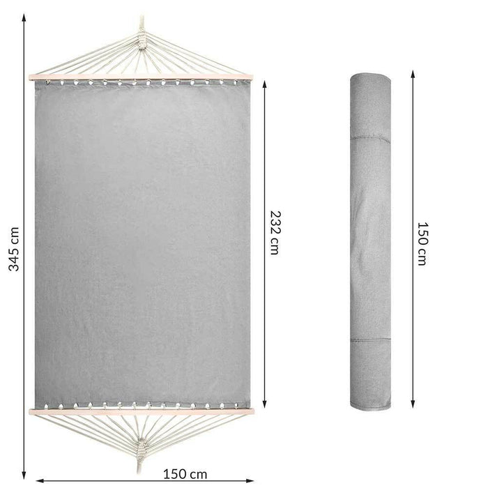 Amaca Giardino 2 Posti Legno Cotone Relax Esterno Campeggio 345x150cm Grigio