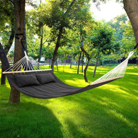 Amaca Giardino 2 Posti Legno Cotone Relax Esterno Campeggio 345x150cm Antracite
