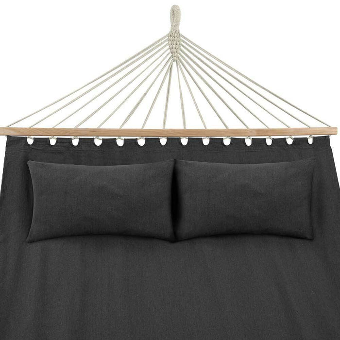 Amaca Giardino 2 Posti Legno Cotone Relax Esterno Campeggio 345x150cm Antracite