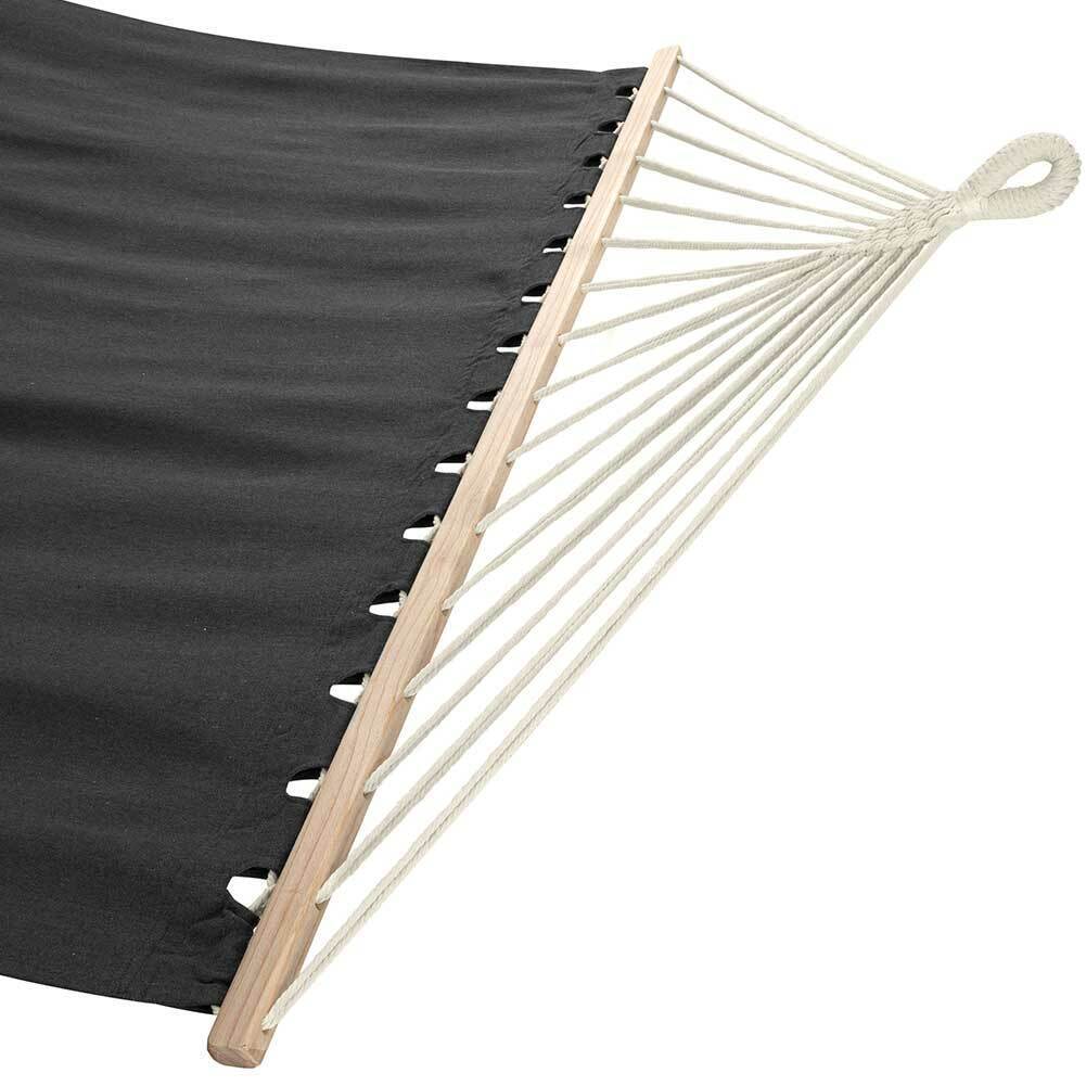 Amaca Giardino 2 Posti Legno Cotone Relax Esterno Campeggio 345x150cm Antracite