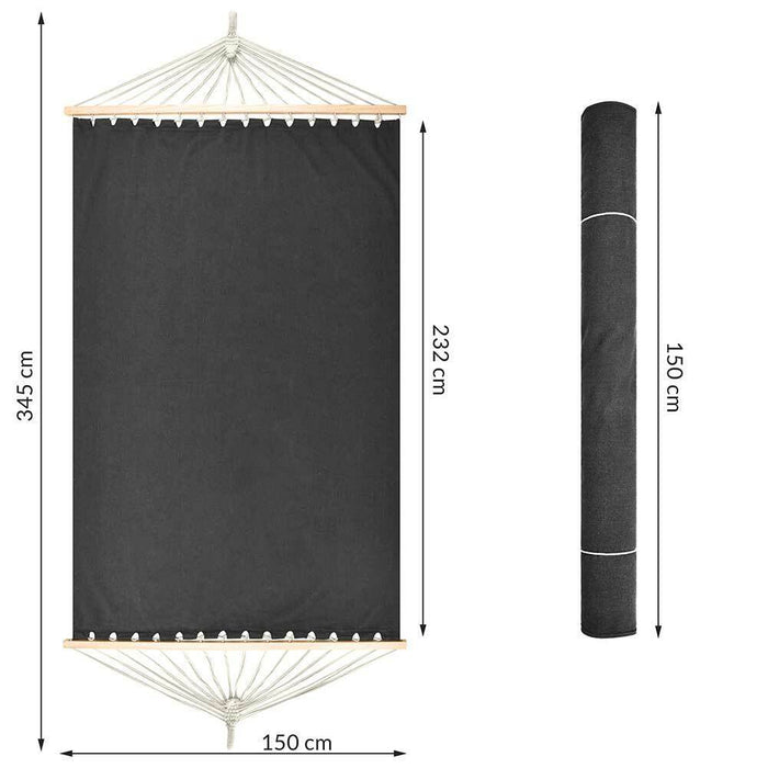 Amaca Giardino 2 Posti Legno Cotone Relax Esterno Campeggio 345x150cm Antracite