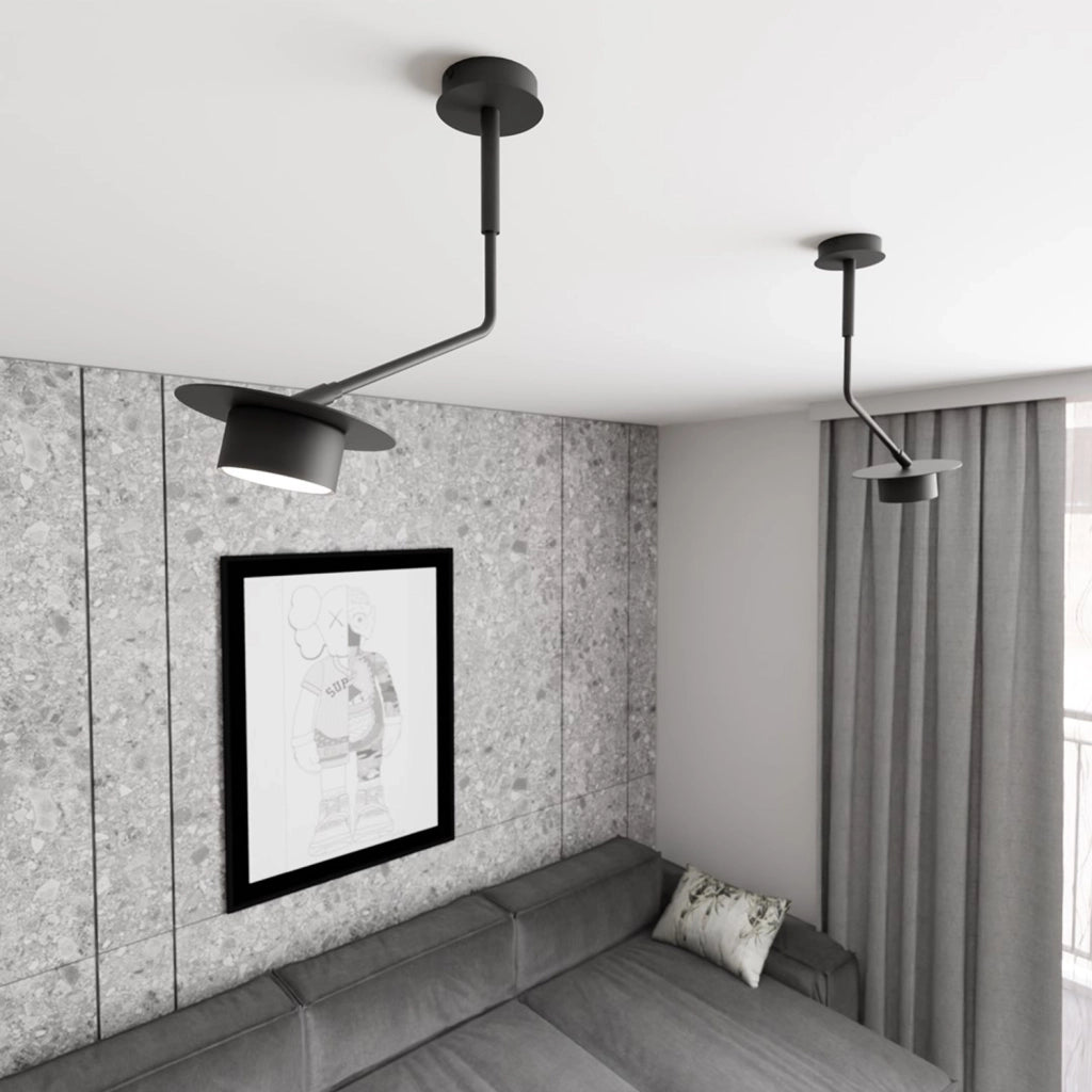 Plafoniera Minimal Cerere Acciaio Nero 1 Luce Gx53 Ip20